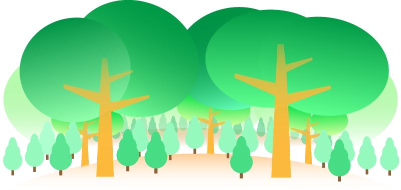 木々が林立する林の絵